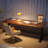 Brown + Black Rectangular Hight adjustable Solid Wood + Steel desk-108230068