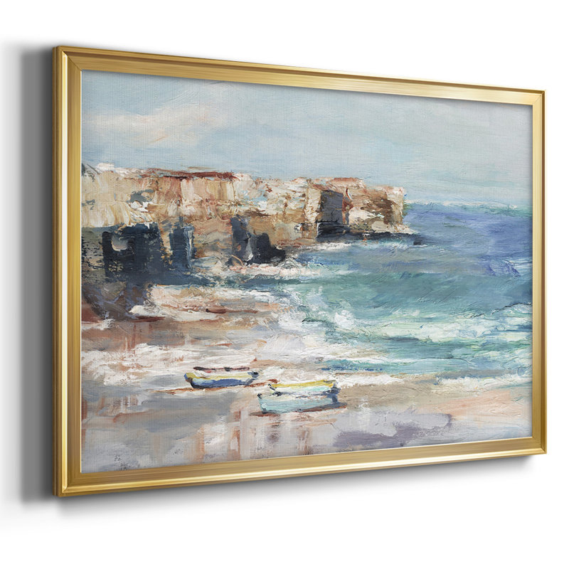 Étude Sea Cliff, Non, Toile avec cadre or, H 26 po x l 38 po x P 1,5 po