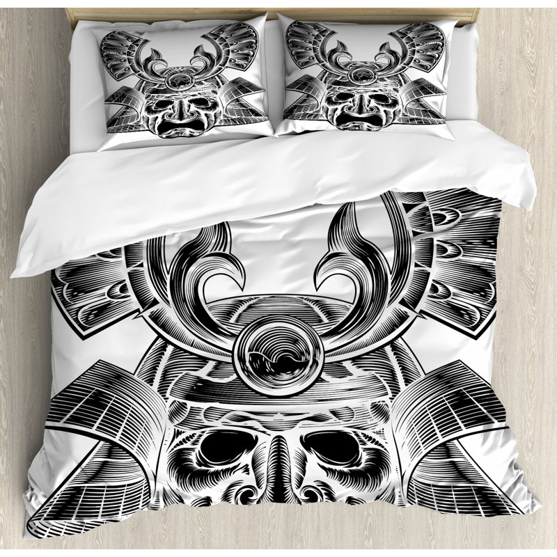 Japanese Eclectic Duvet Cover, Queen Duvet Cover + 2 Shams