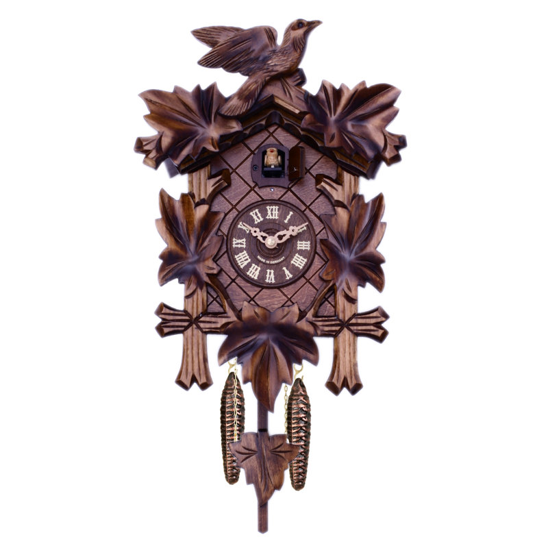  Quartz Cuckoo Clock with Hand-Carved Maple Leaves