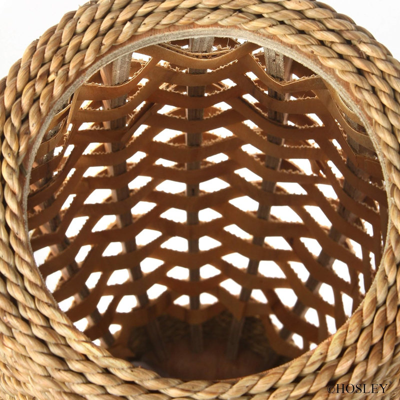 Hosley 24” Tall Woven Floor Vase – Natural Wood & Grass Decorative Vase for Home Décor, Floral Arrangements, Entryway, Living Room