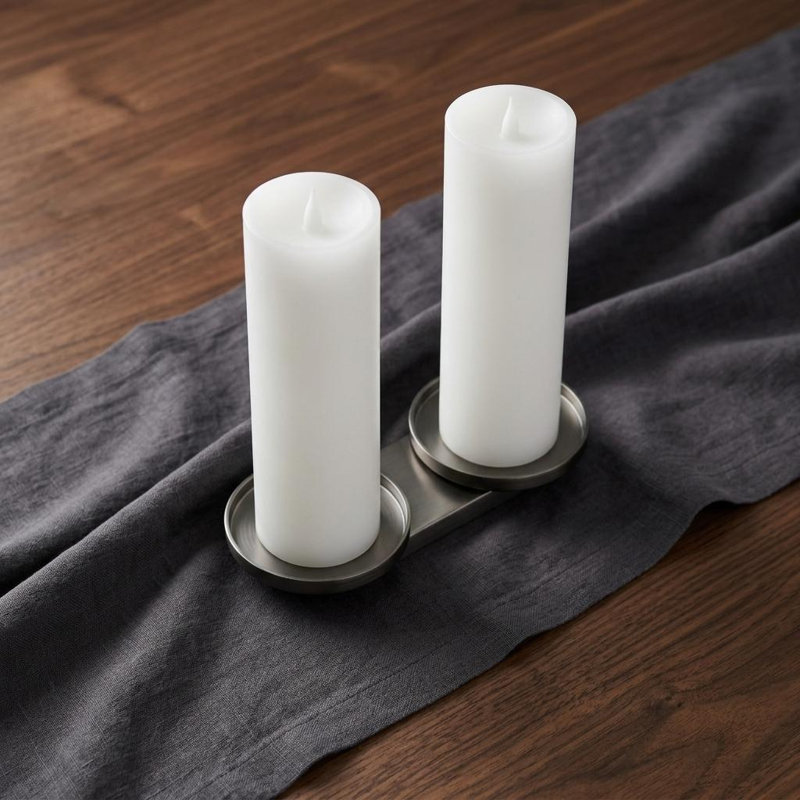 Set of Two White Flameless Pillar Candle