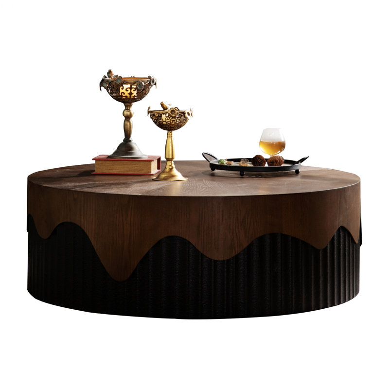 Table basse ronde, table à thé en bois pour le salon, 13.02" H x 39" W x 39" D