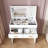 Flip Top Vanity Desk With LED Lighted Mirror & Built-In Outlet - Makeup Vanity Table With 2 Drawers, Open Storage, Hooks For Jewelry (No Stool Included)