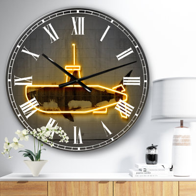 Horloge murale moderne surdimensionnée jaune sous-marin