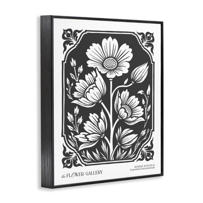 «Florals with Vintage Border», art de la giclée encadrée, design par lettré et doublé