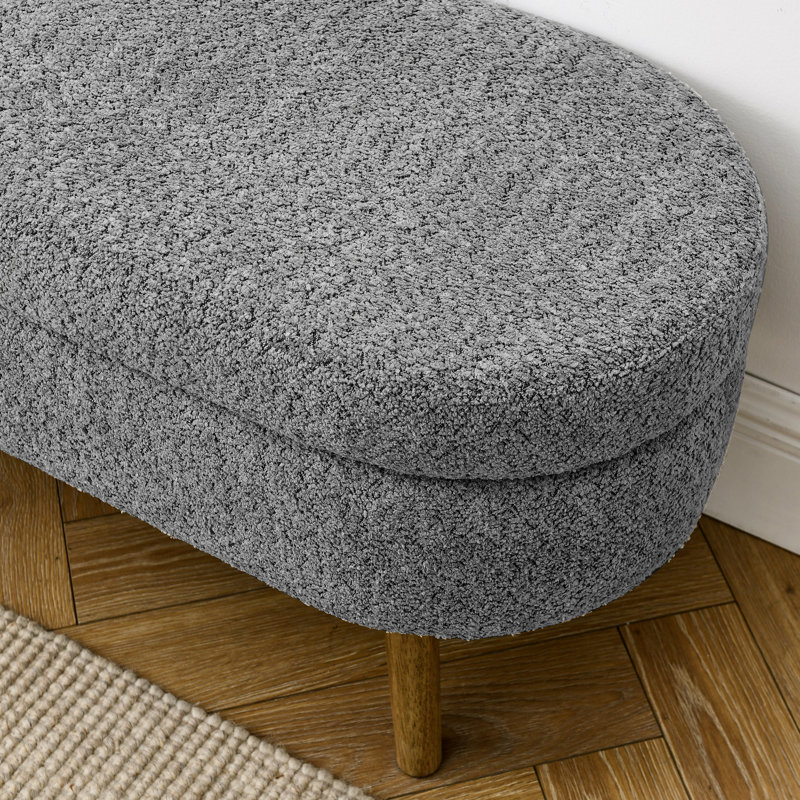 Banc de rangement rembourré 2 places Maly, Gris foncé
