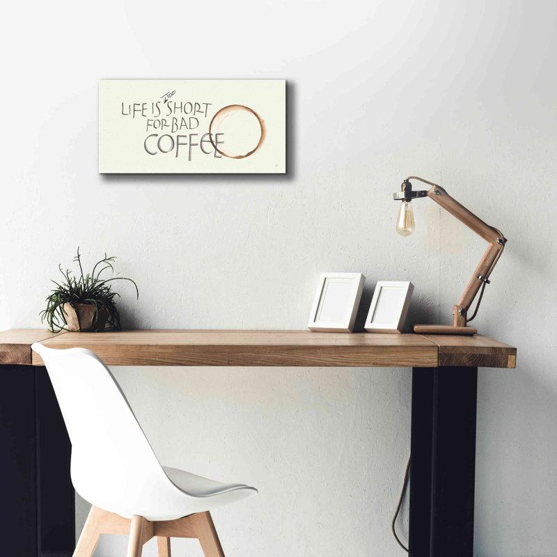 «Coffee Sayings I» par Chris Paschke, estampe numérique sur toile, H 12 po x l 24 po x P 0,75 po