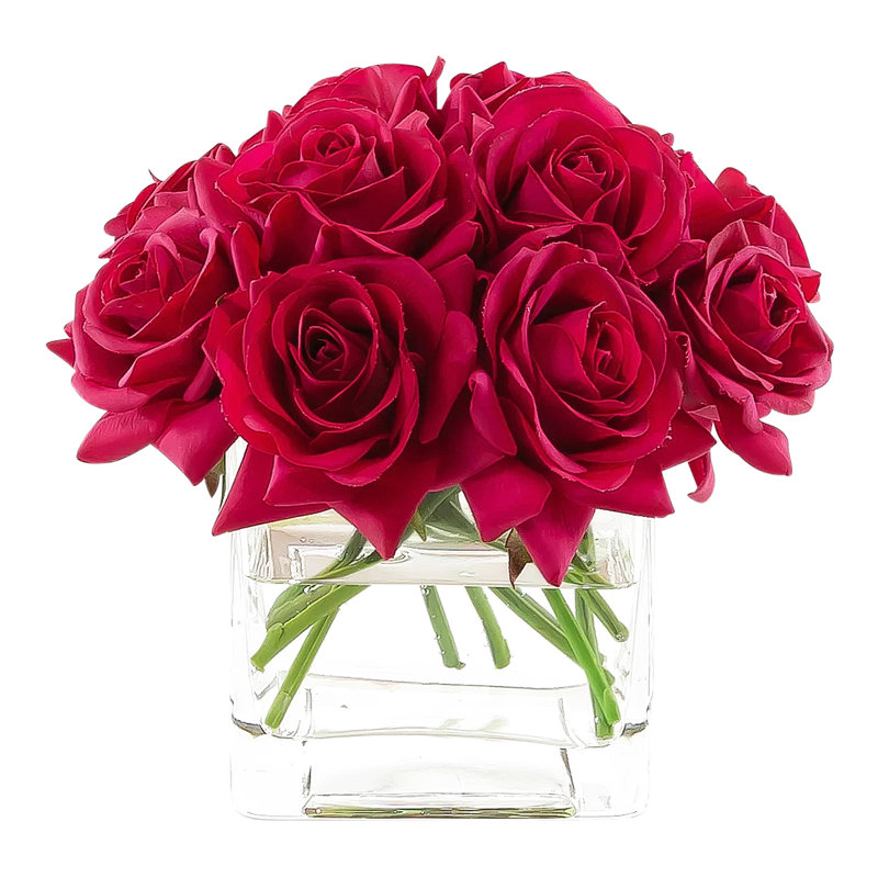 Roses dans un vase, Rouge