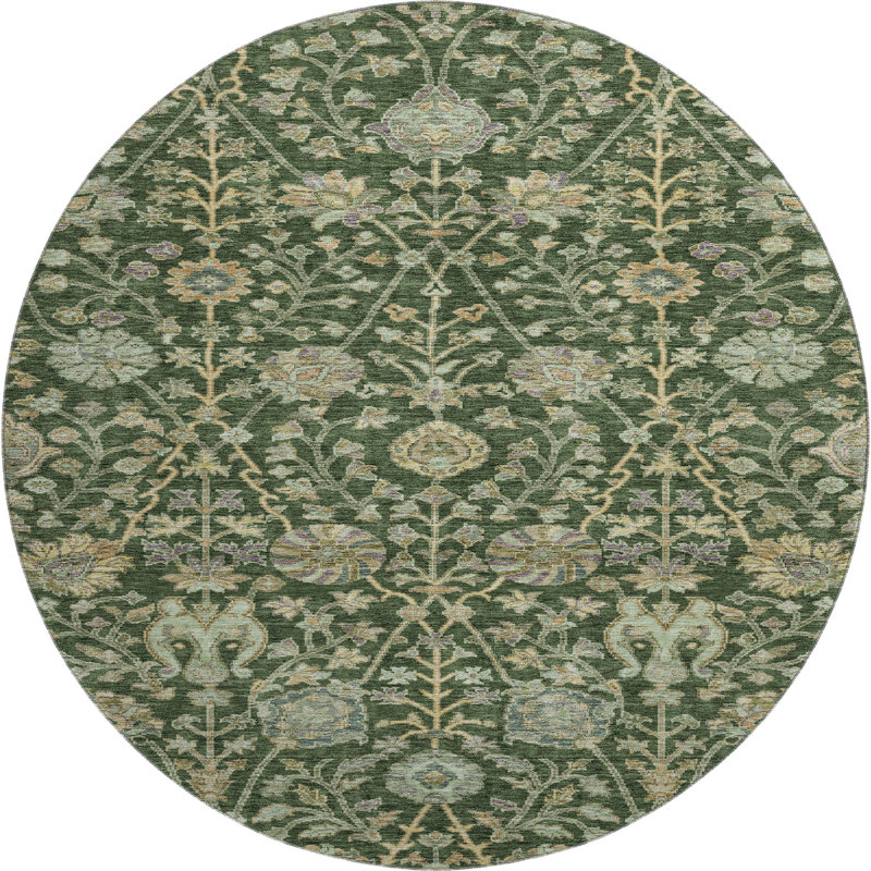 Premium Machine Washable Alexa AMF1087 Floral Rug, Round 8'