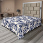 Bleu marine / motif floral blanc