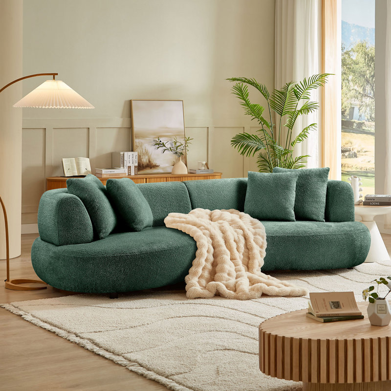 102" Upholstered Curved Sofa Couch, Green