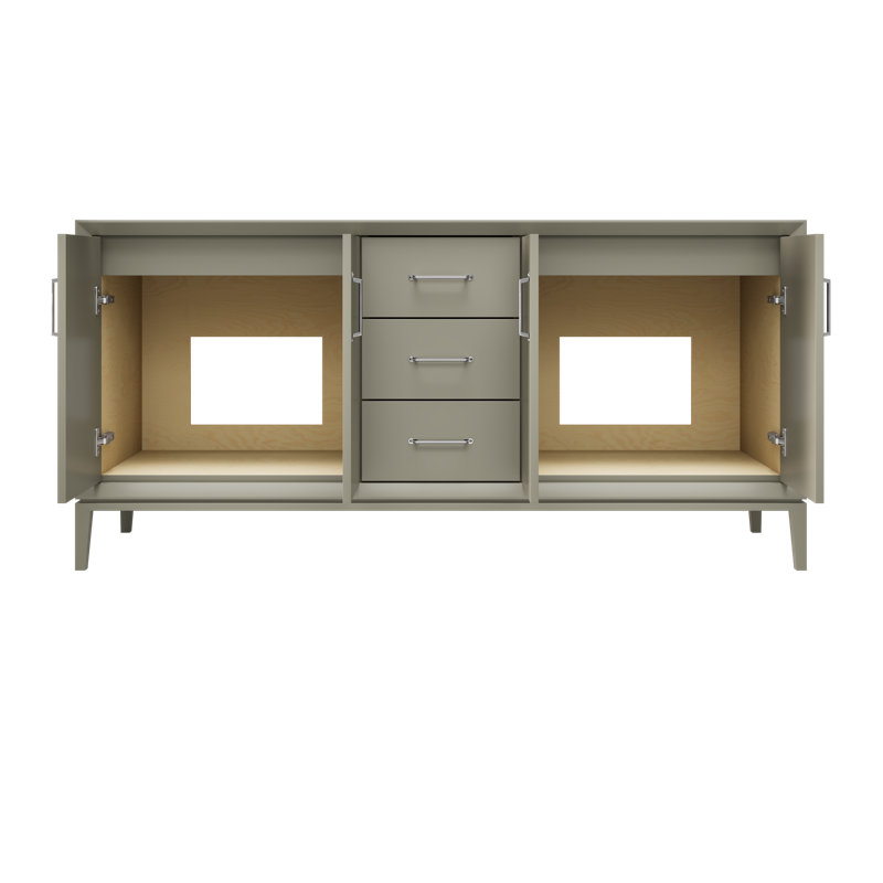 Meuble-lavabo double Alexandra, Olive française, Chrome poli, 72"