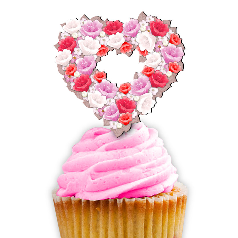 Wood Valentine's Day Cake Topper