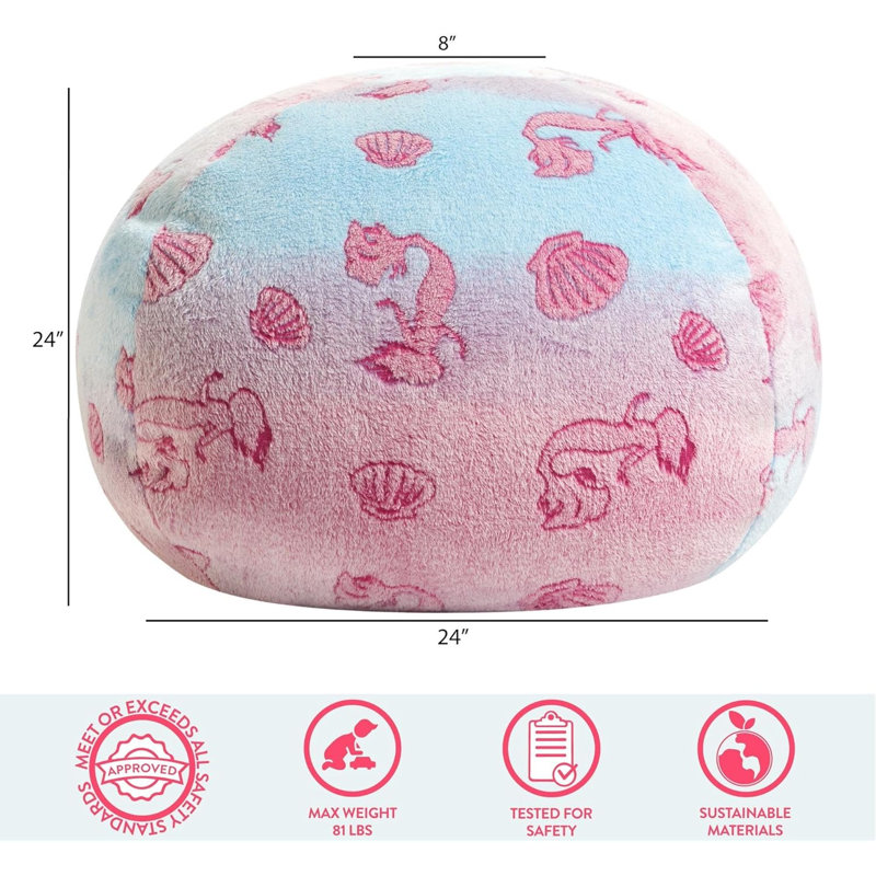 Marvel Avengers Embossed Faux Fur Round Bean Bag Chair, Pink/Blue Faux Fur