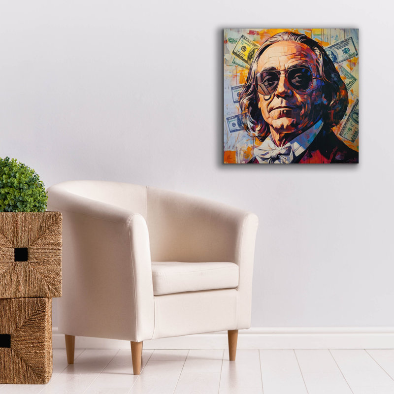  «Cool Benjamin» par Rich Monet, art mural sur toile, 26 po x 26 po