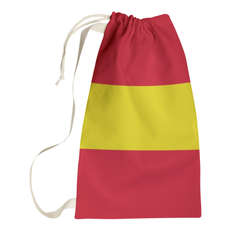 Fabric Laundry Bag with Handles, 29" H x 18" W x 1.5" D, Red/Yellow/Red