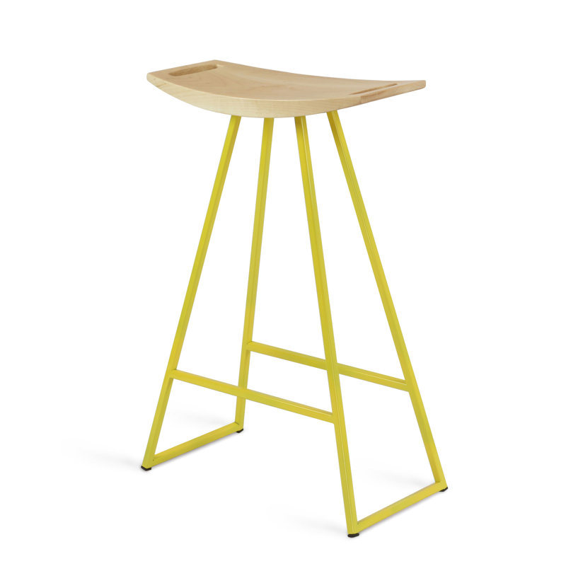 Robert Counter Stool with Metal Frame, Maple, Yellow