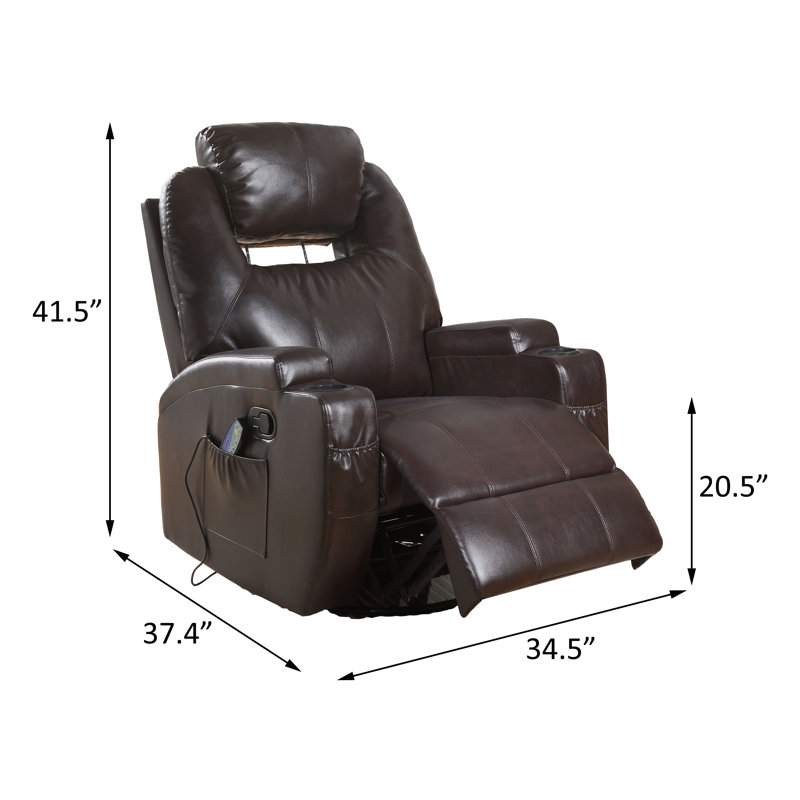 Runkle Faux Leather Massage Chair, Brown Faux Leather
