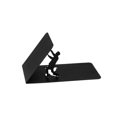 Serre-livres en métal durable, noir, 10,0 x 4,9 x 4,7 pouces | Fabrication 100% métal, épaisseur: 0,05 po | Conception élégante et fonctionnelle pour organiser des livres, des magazines et plus encore, parfaite pour la maison ou le bureau