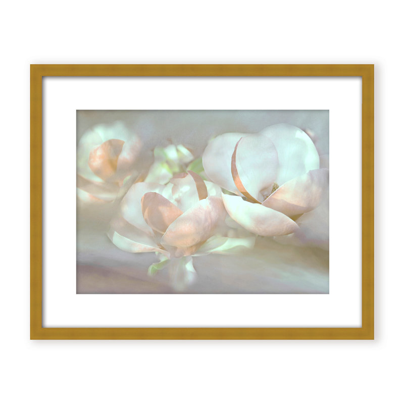 Nature Inspired Magnolia Dreams, 24" H x 30" W x 1.125" D, Framed Matted Print, White