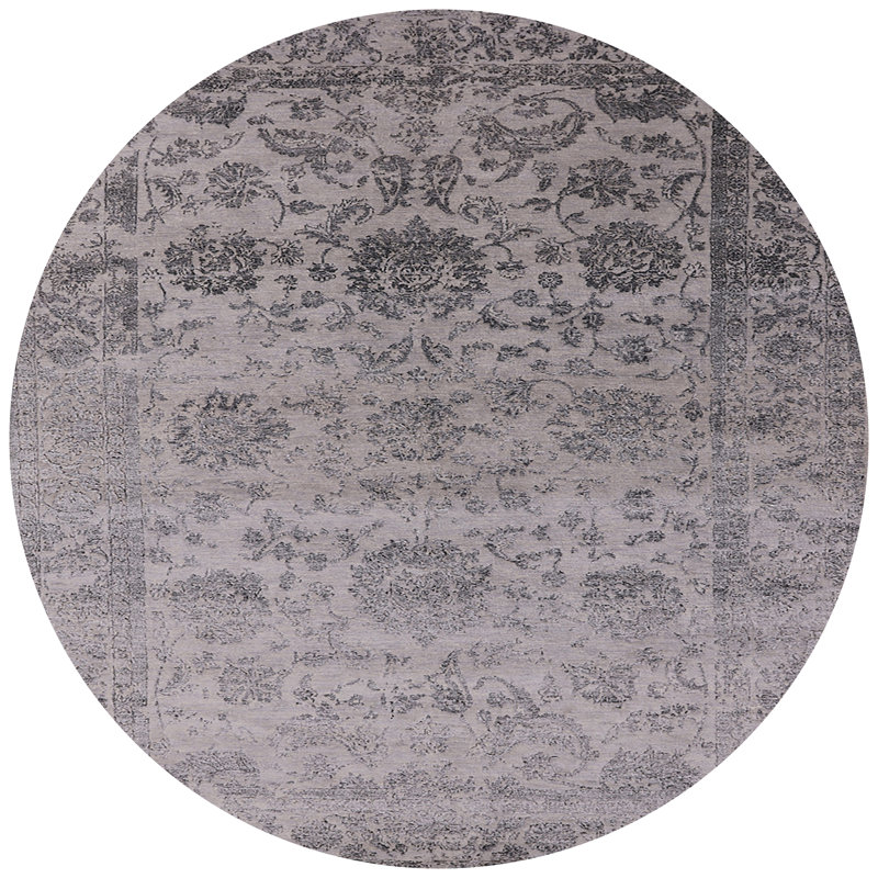 Tapis oriental noir / gris Shavonne, Rond 3 pi