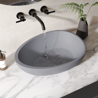 DeerValley 21"" x 15"" Bathroom Sink,Concrete Specialty Single Hole Vessel Bathroom Sink,Blue Ashes Unique Modern Countertop Vessel Sink -  DV-1V0167