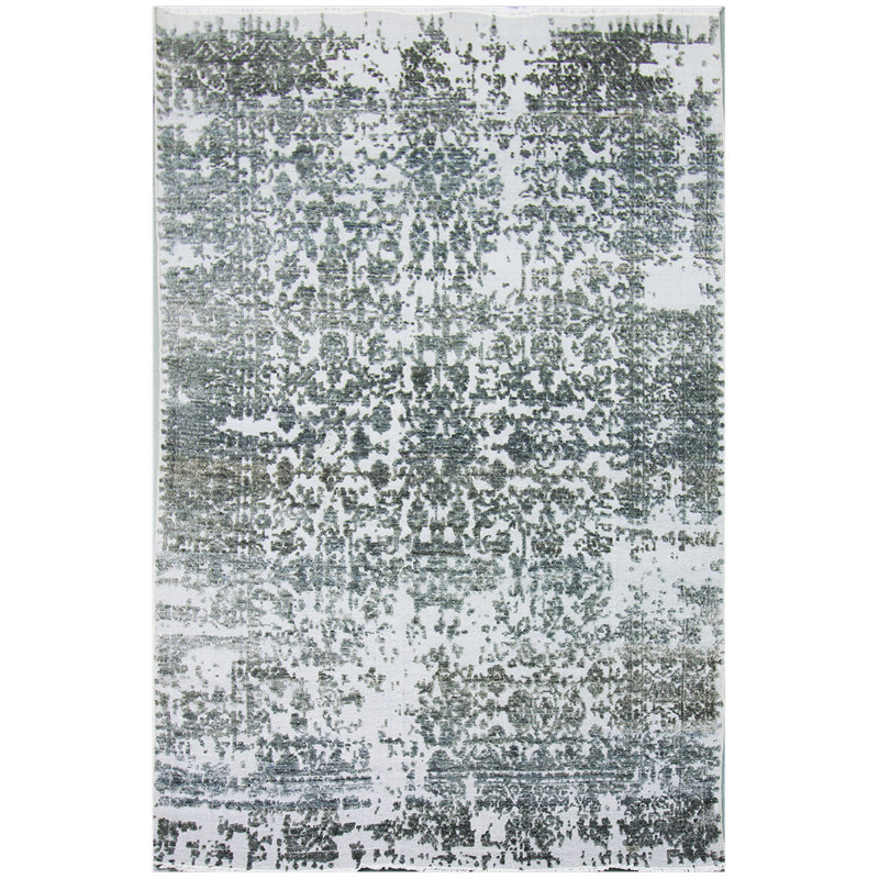 Tapis noir et argent de haute qualité noué à la main, Rectangulaire 8 pi x 10 pi
