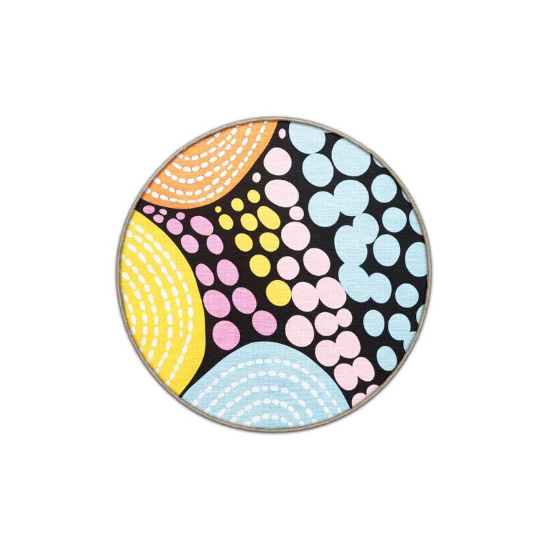 Creative Modern Decorative Carpet With Multicolored Spiral Geometric Pattern, Rectangle 4' x 5'11"