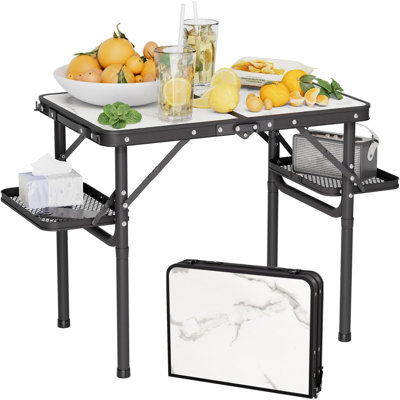 Table de camping pliable, table de pique-nique pliante avec supports latéraux, table de plage pliante portable, accessoires de camping pour voiture, aluminium léger robuste, cadeau pour père mari