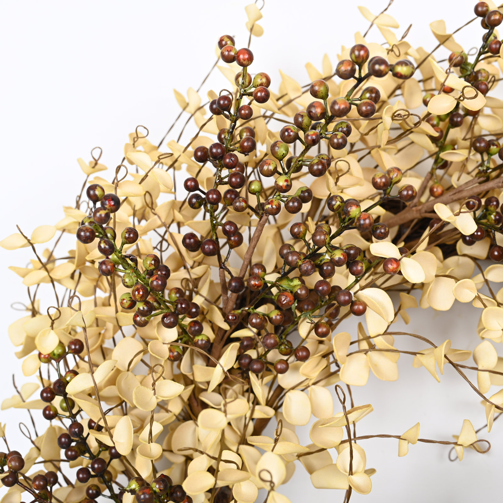 Artificial Farmhouse Fall Harvest Twig Blossoms Cluster Greenery Mini Eucalyptus Berry Thanksgiving Day Decor Front Door Wreath