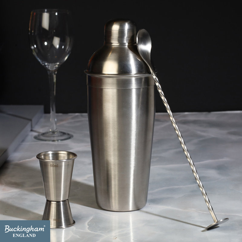 Buckingham 3 Pc Cocktail Shaker Set Stainless Steel Matt Finish