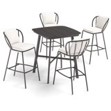 Malti 5-Piece 36" Square Bar Table & Bar Chairs Set - Bliss Linen Cushion