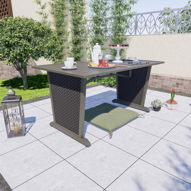 Kaytlan 6-Person Woven Metal Outdoor Patio Dining Table