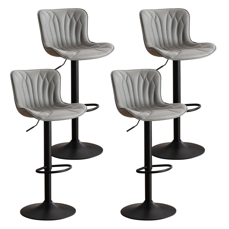 Swivel Upholstered Adjustable Height Counter Stool with Metal Frame, Grey