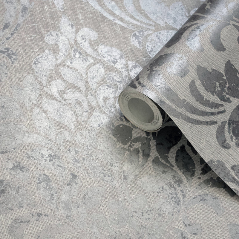 Gillenwater 10.05m x 53cm Semi-Gloss Wallpaper Roll, Grey