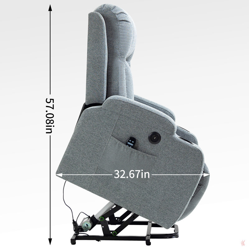 Infinite Position Single Motor Up To 350 Lbs Power Lift Recliner Chair For Elderly, Heavy Duty Motion Mechanism With 8-Point Vibration Massage And Lumbar Heating, Usb Charging Port, Cup Holders