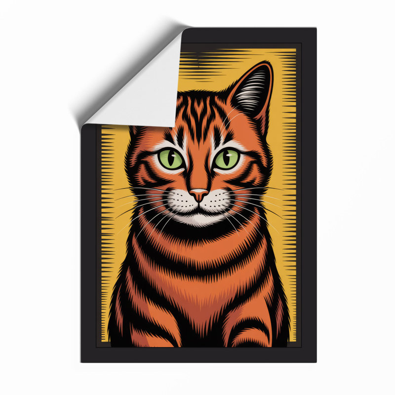 Watchful Tabby Graphic Art - Framed Print, Unframed, A2 - 59.4 x 42.0 cm