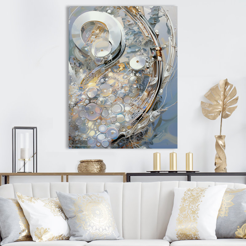 Argent et or, montre Luxuy I sur toile, Toile tendue, H 20 po x l 12 po