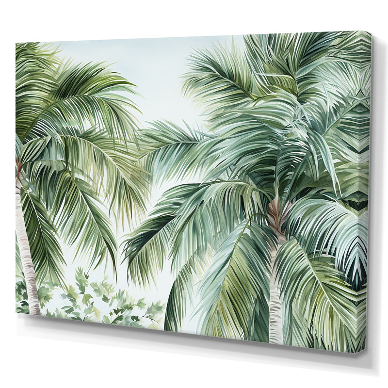 Palmiers sur la plage, impression sur toile, H 12 po x l 20 po x P 1 po, Toile tendue