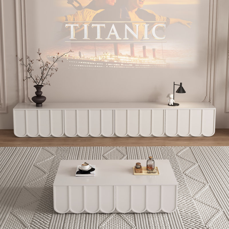 Meuble télé français blanc cassé de style crème