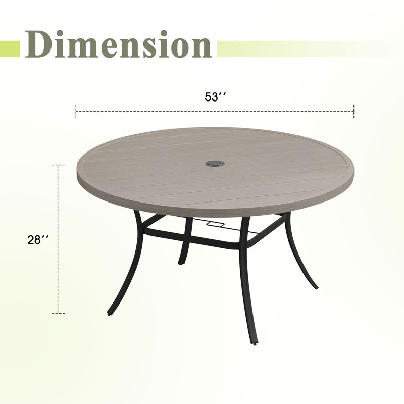 Table de salle à manger ronde, Bois brossé gris / noir