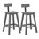 Ensemble de 2 tabourets de bar avec dossier, 74 cm (29 pouces), pour îlot de cuisine ou bar, aspect bois texturé gris, siège et repose-pieds incurvés, gain de place pour l'intérieur et l'extérieur.