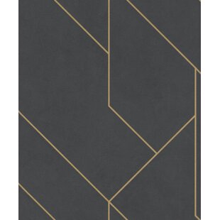 Charleston Feather wallpaper in black & gold