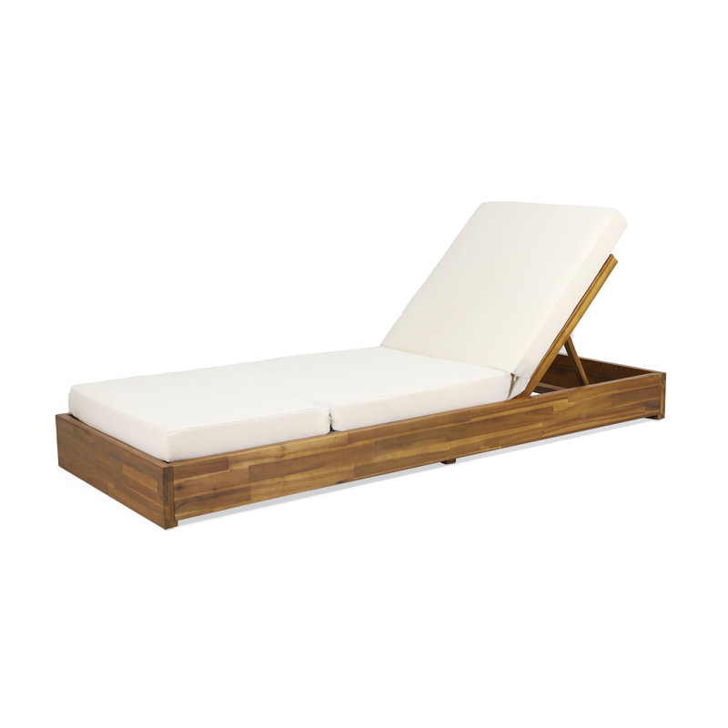 Chaise longue d'extérieur Beaubien, Crème / bleu sarcelle, 1