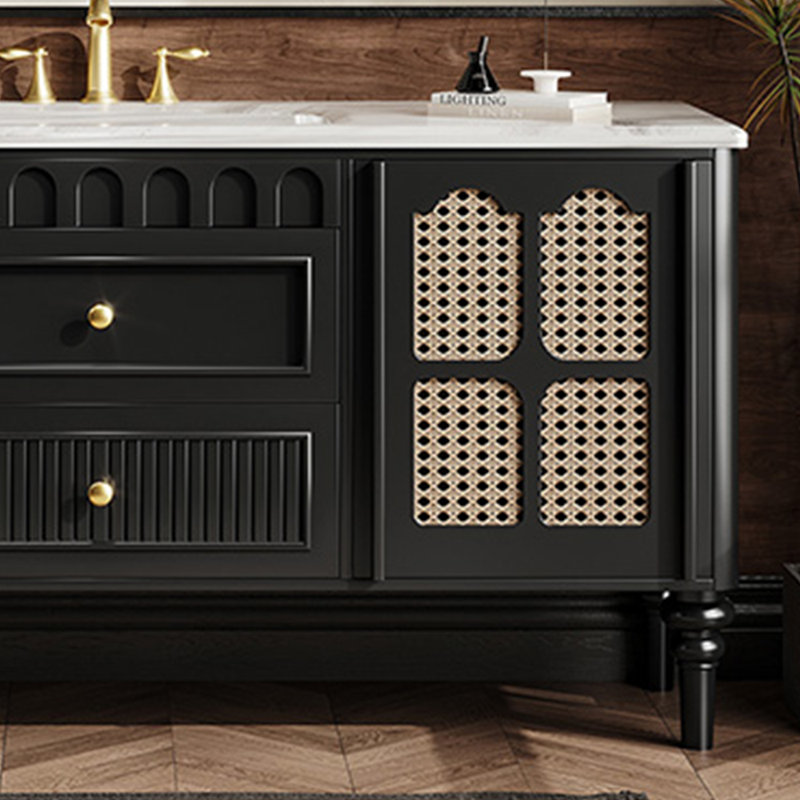 Armoire de salle de bain de style rétro français, Noir, noir, noir, noir