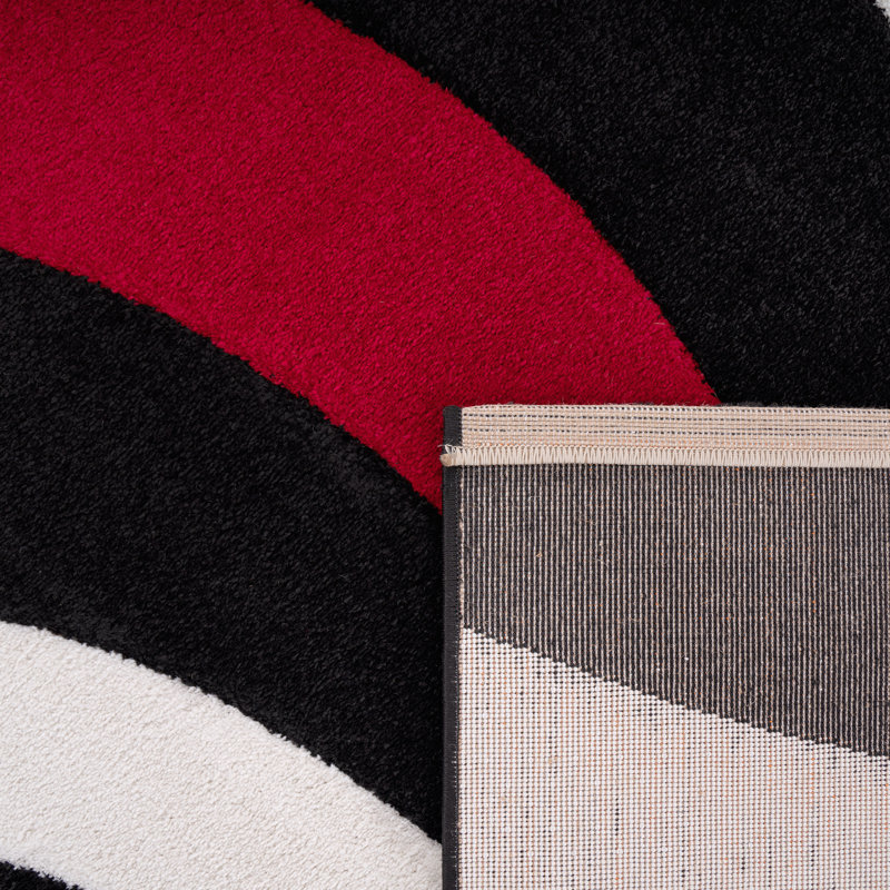 Aleya Abstract Area Rug in Red/Black