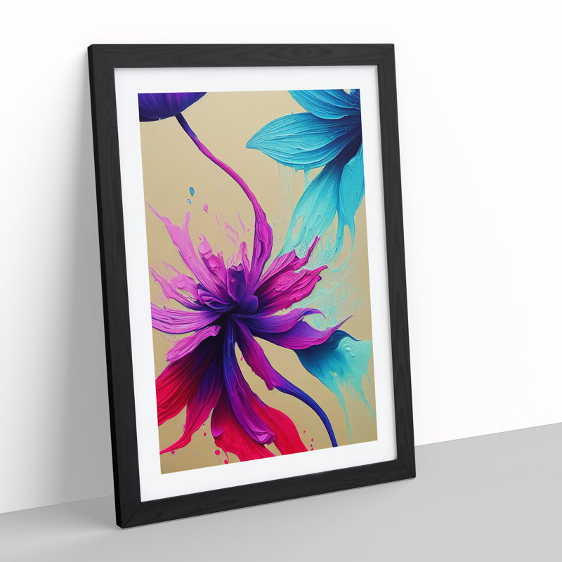 A Flower Abstract - Single Picture Frame Print, 64cm H x 46cm W x 2cm D, Black