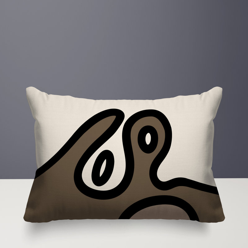 Oreiller rectangulaire réversible intérieur / extérieur Peller, Beige / noir / blanc cassé, H 14 po x l 20 po