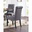 Ensemble de salle à manger moderne et classique en bois naturel Table de salle à manger ronde 4X Chaises d'appoint en tissu gris anthracite